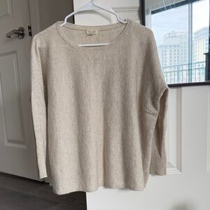 Garnet Hill Neutral Cream Scoopneck Sweater
